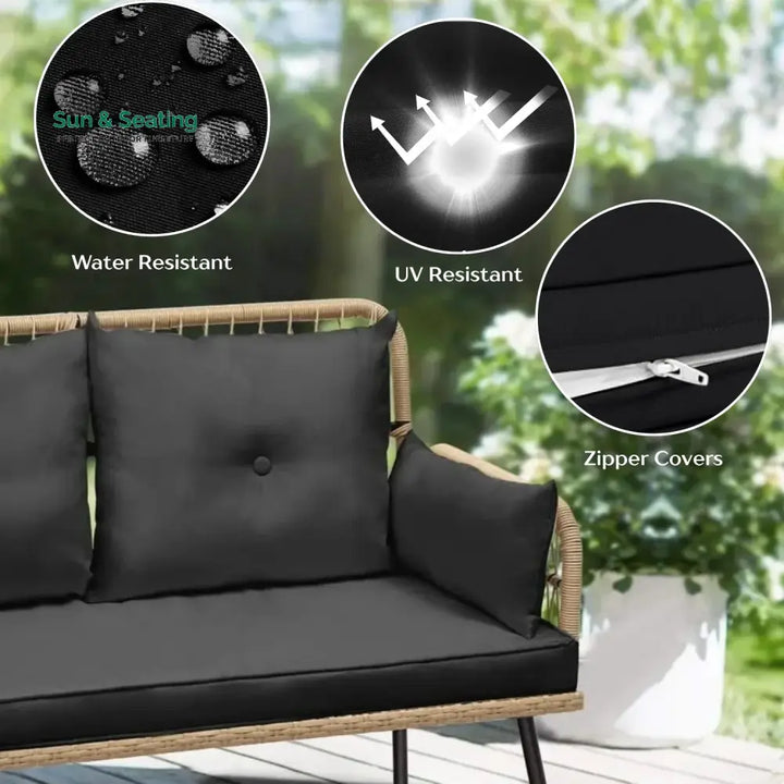 Haisley Outdoor Rope Loveseat Sofa Sofa Set