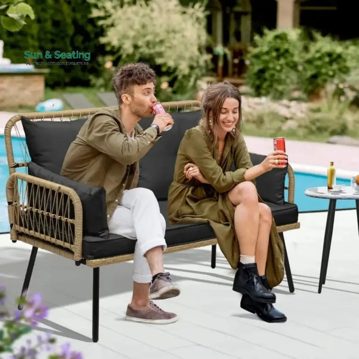 Haisley Outdoor Rope Loveseat Sofa Sofa Set