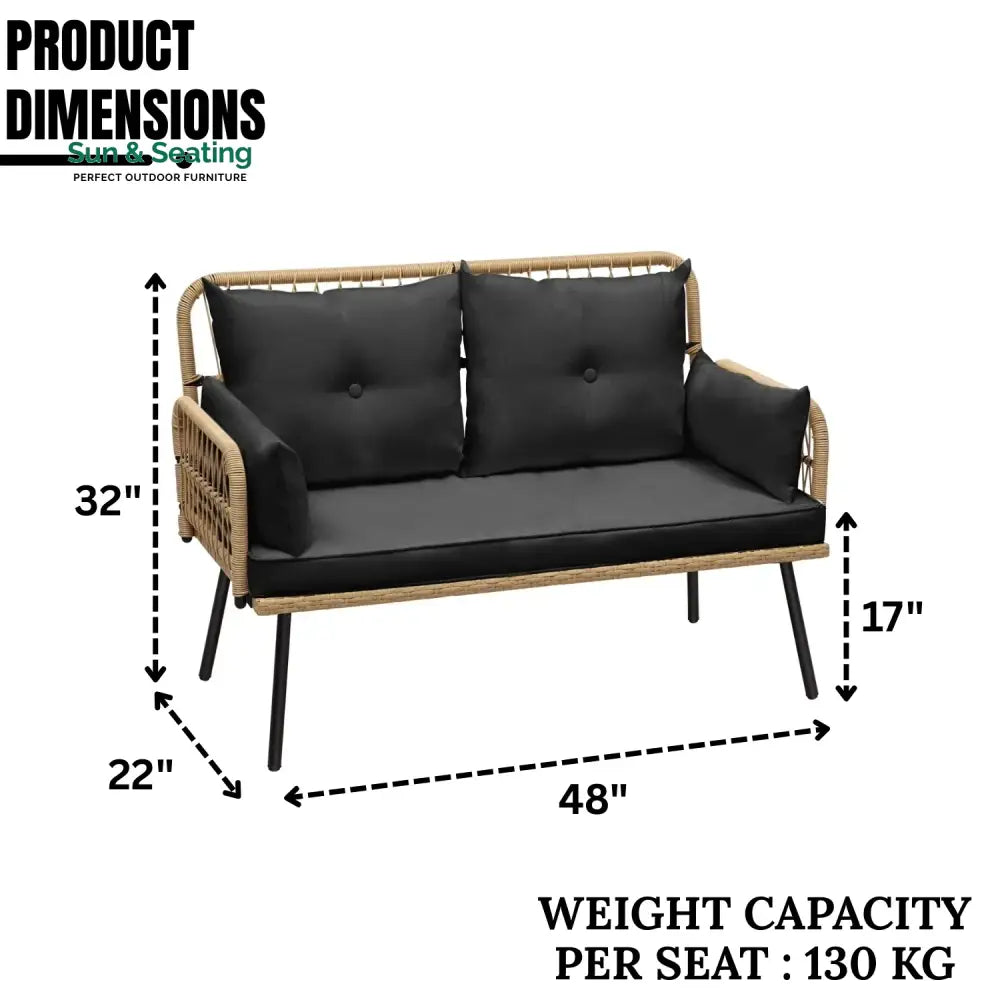 Haisley Outdoor Rope Loveseat Sofa Sofa Set