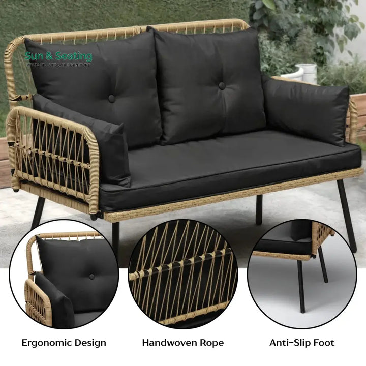 Haisley Outdoor Rope Loveseat Sofa Sofa Set
