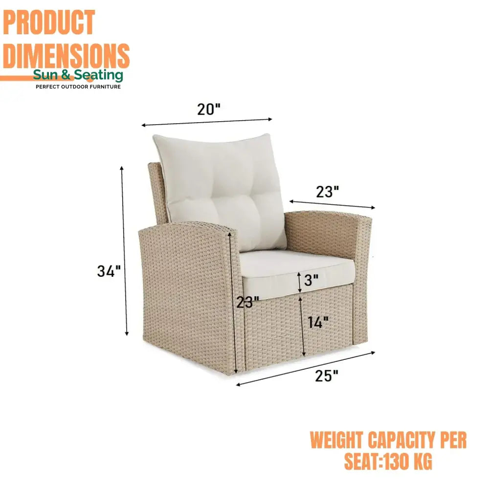 Hajar Outdoor All-Weather Wicker Single Seater Sofa Sofa Set