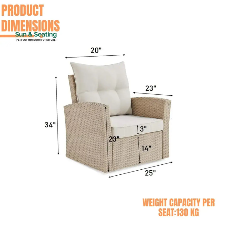 Hajar Outdoor All-Weather Wicker Single Seater Sofa Sofa Set