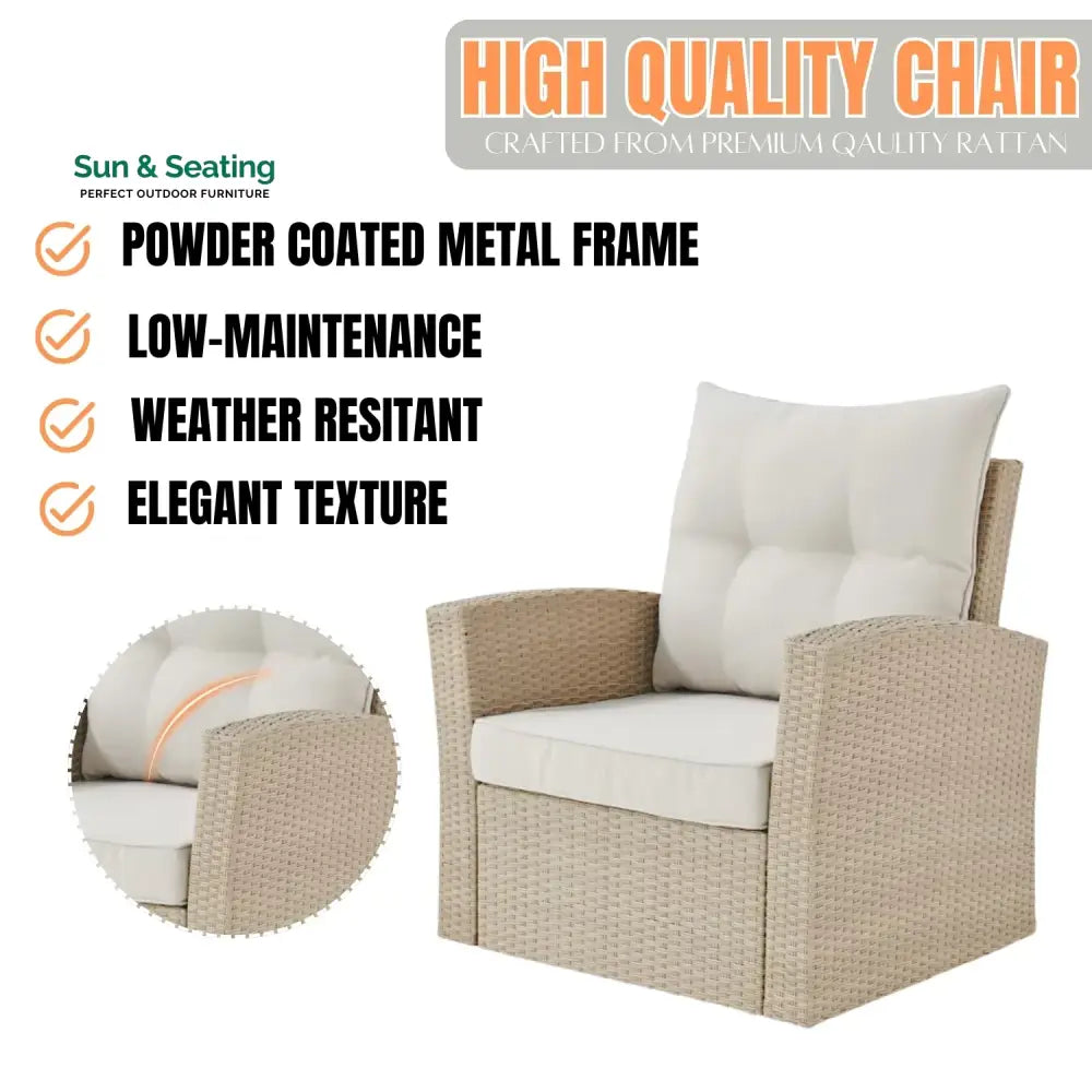 Hajar Outdoor All-Weather Wicker Single Seater Sofa Sofa Set