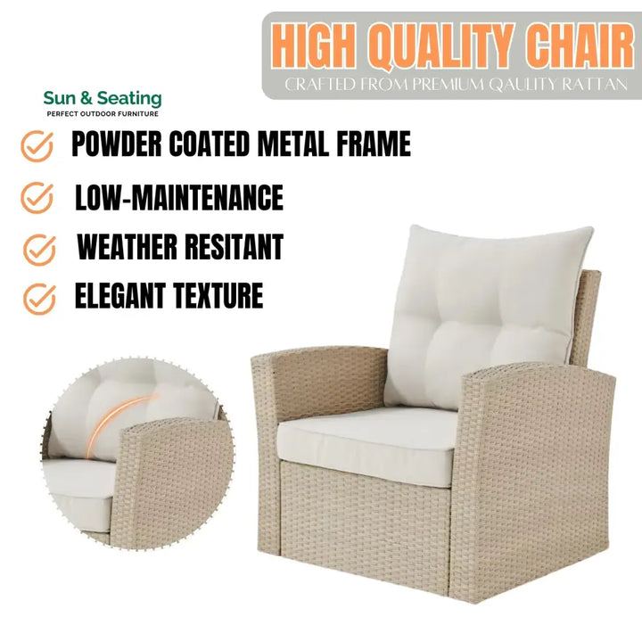 Hajar Outdoor All-Weather Wicker Single Seater Sofa Sofa Set