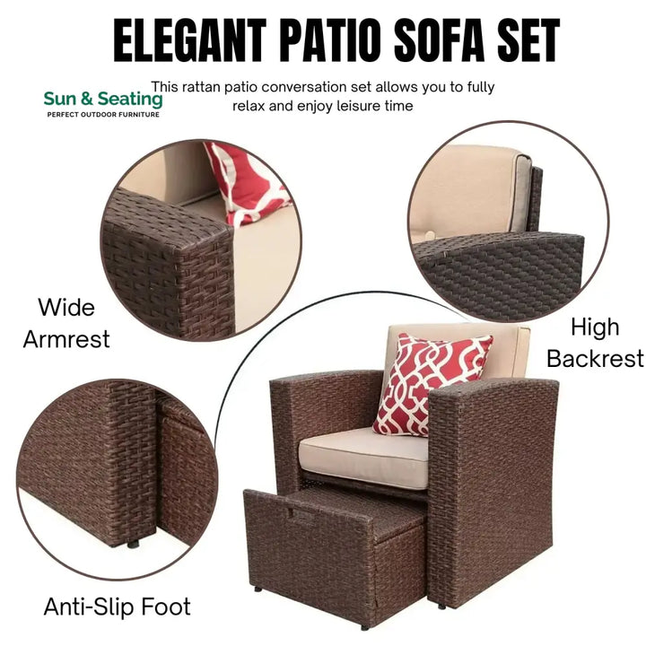 Halima Outdoor Rattan Wicker Sectional 6-Seater Sofa Set Sofa Set