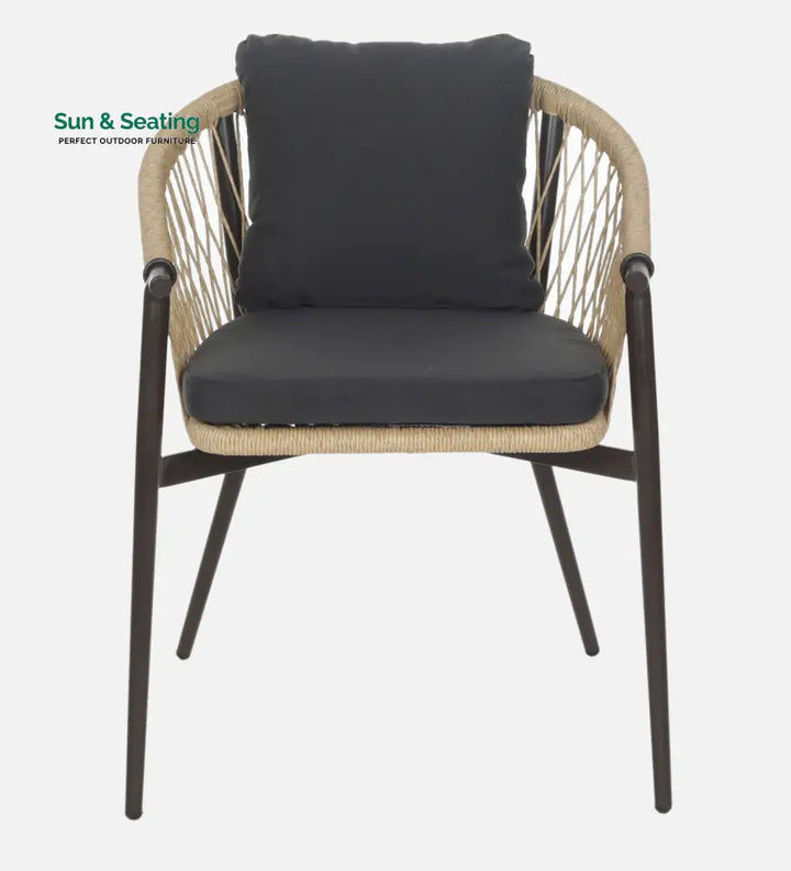 Hall Outdoor Patio Seating Set 4 Chairs and 1 Table Set (Black + Honey) Braided &amp; Rope Dining sets