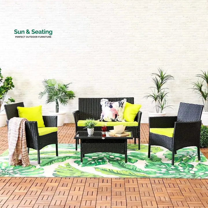 Hamper Outdoor Sofa Set 2 Seater 2 Single seater and 1 Center Table Set (Black) Sofa Sets