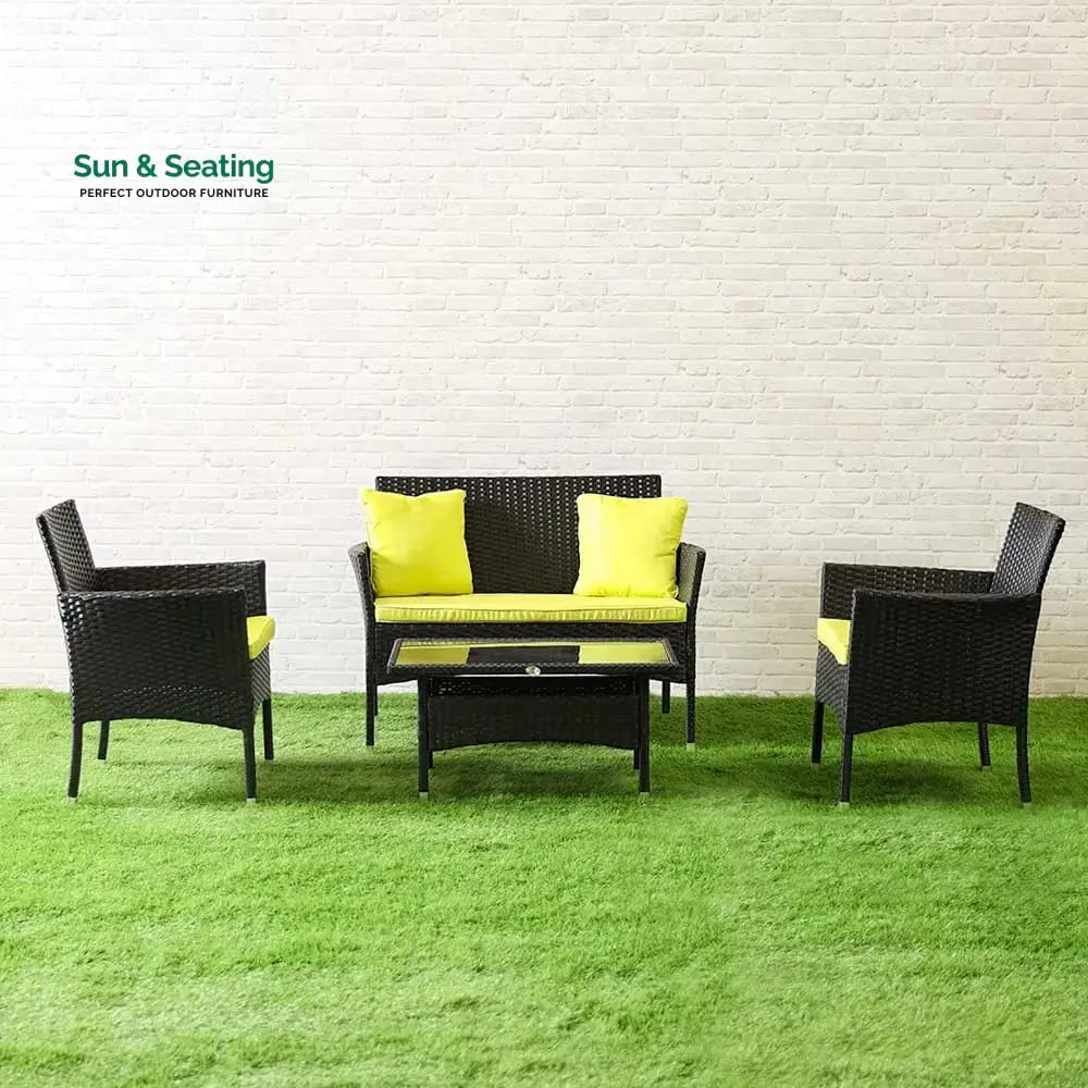 Hamper Outdoor Sofa Set 2 Seater 2 Single seater and 1 Center Table Set (Black) Sofa Sets