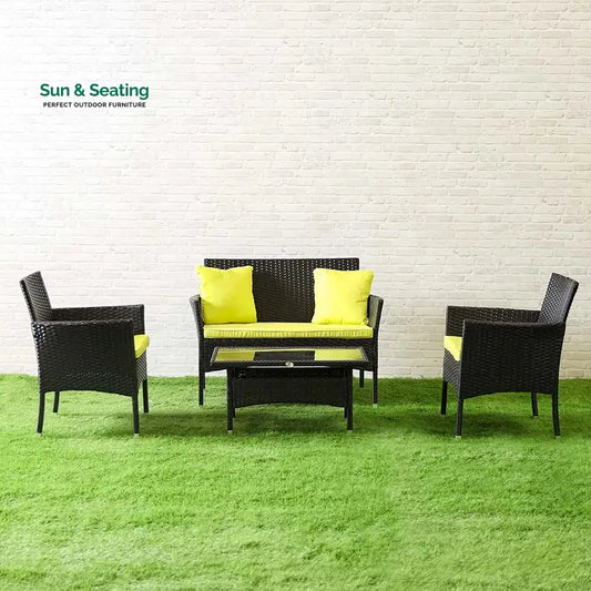 Hamper Outdoor Sofa Set 2 Seater 2 Single seater and 1 Center Table Set (Black) Sofa Sets