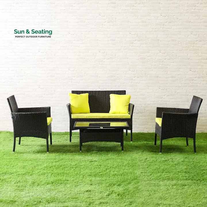 Hamper Outdoor Sofa Set 2 Seater 2 Single seater and 1 Center Table Set (Black) Sofa Sets