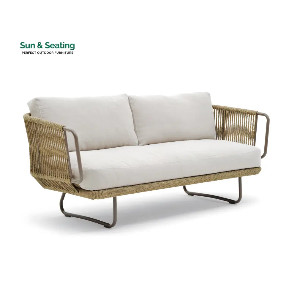 Hancy Outdoor Sofa Set 6 Seater 2 Ottoman and 1 Center Table + 1 side table Set (Tan + Beige) Braided &amp; Rope Sofa Sets