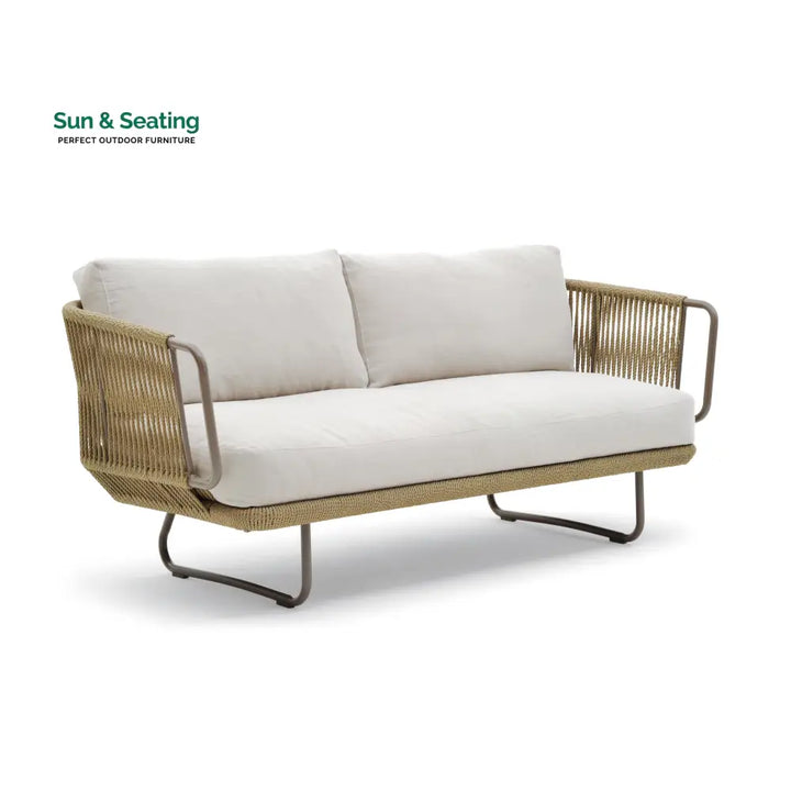 Hancy Outdoor Sofa Set 6 Seater 2 Ottoman and 1 Center Table + 1 side table Set (Tan + Beige) Braided &amp; Rope Sofa Sets