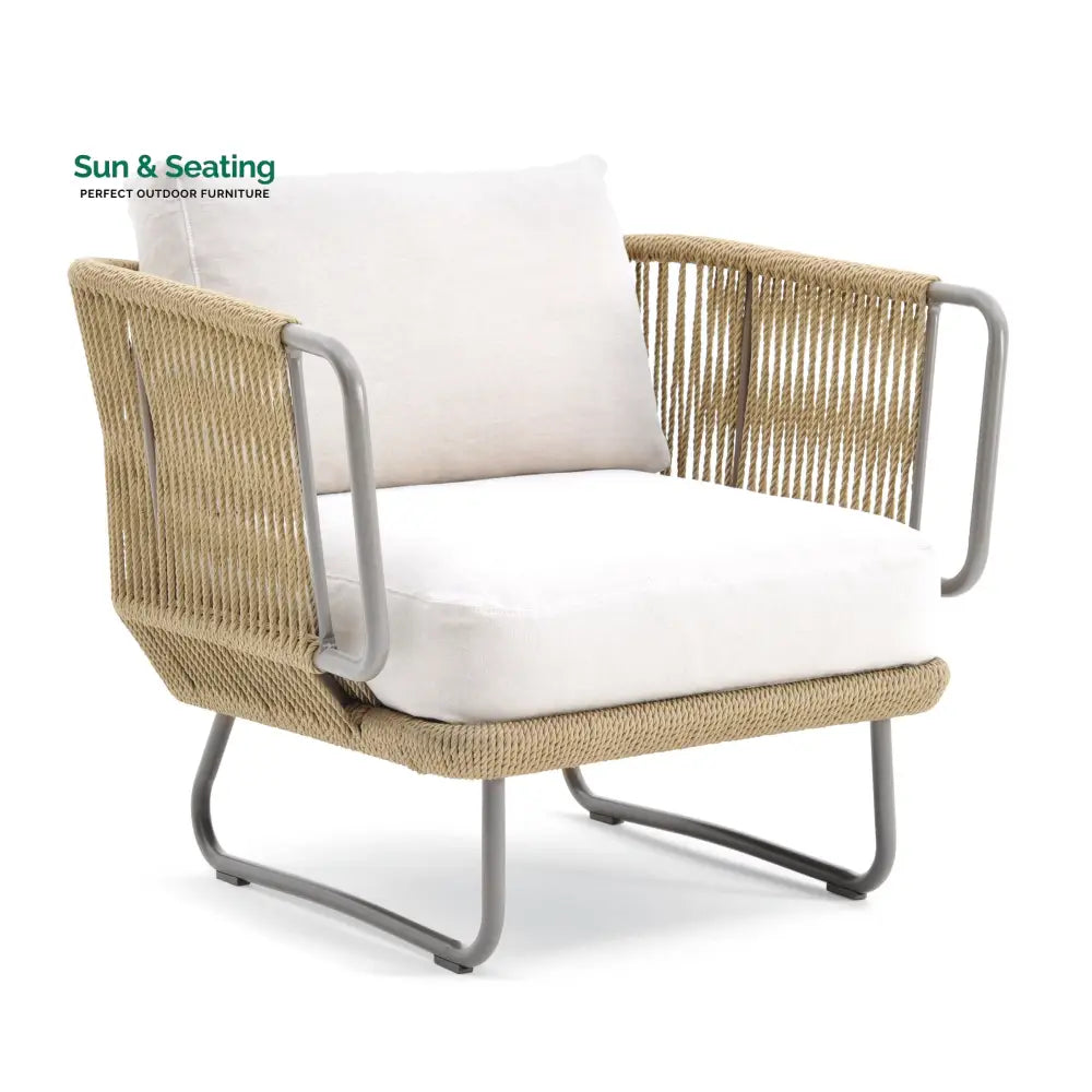 Hancy Outdoor Sofa Set 6 Seater 2 Ottoman and 1 Center Table + 1 side table Set (Tan + Beige) Braided &amp; Rope Sofa Sets