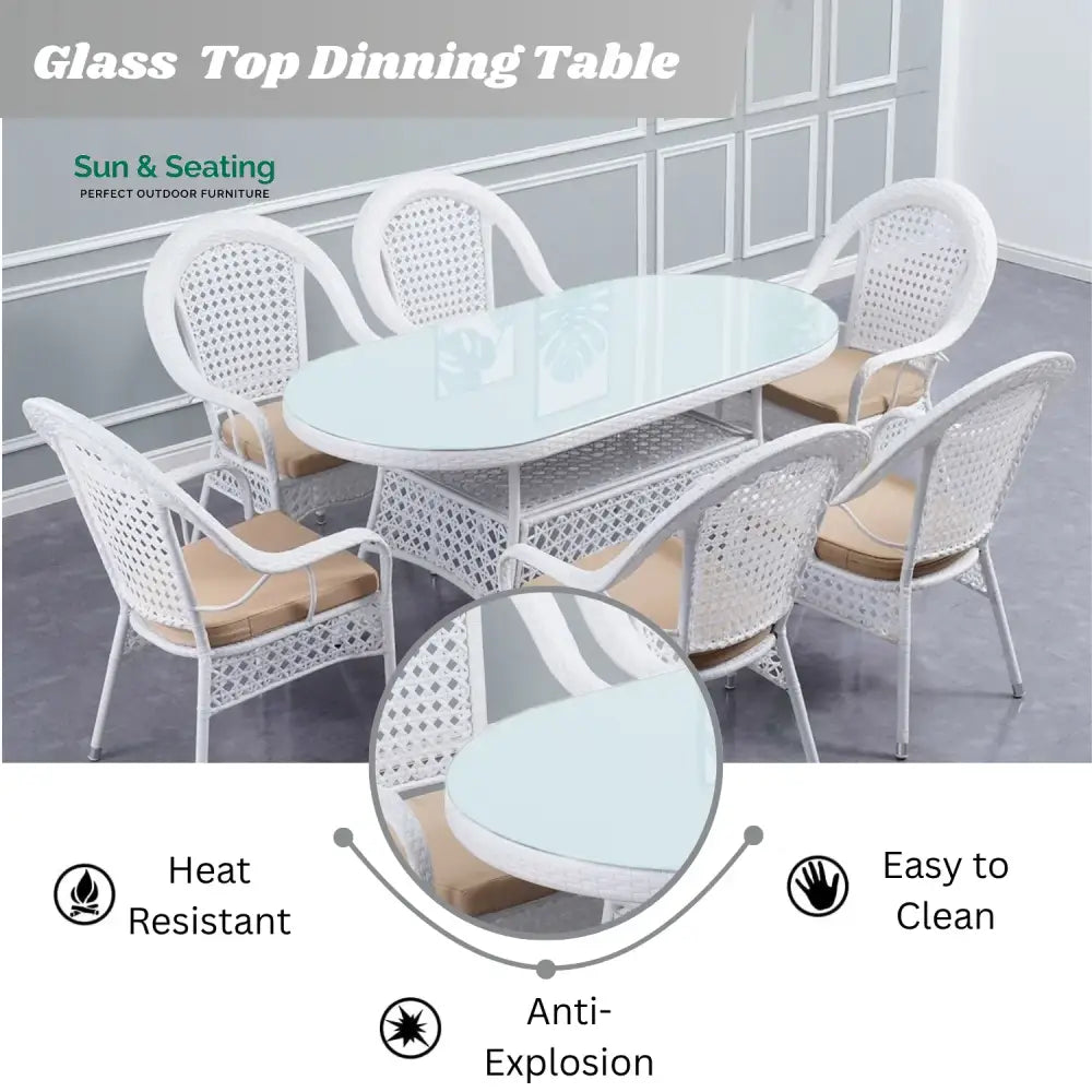 Haneen Outdoor All-Weather Resistant Rattan Wicker 7-Piece Dining Set Dining Set