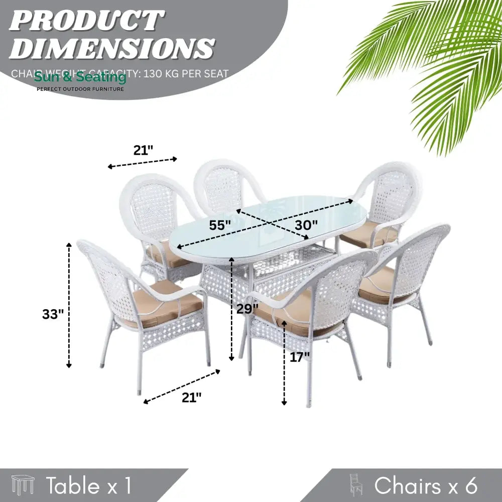 Haneen Outdoor All-Weather Resistant Rattan Wicker 7-Piece Dining Set Dining Set