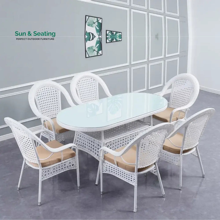 Haneen Outdoor All-Weather Resistant Rattan Wicker 7-Piece Dining Set Dining Set