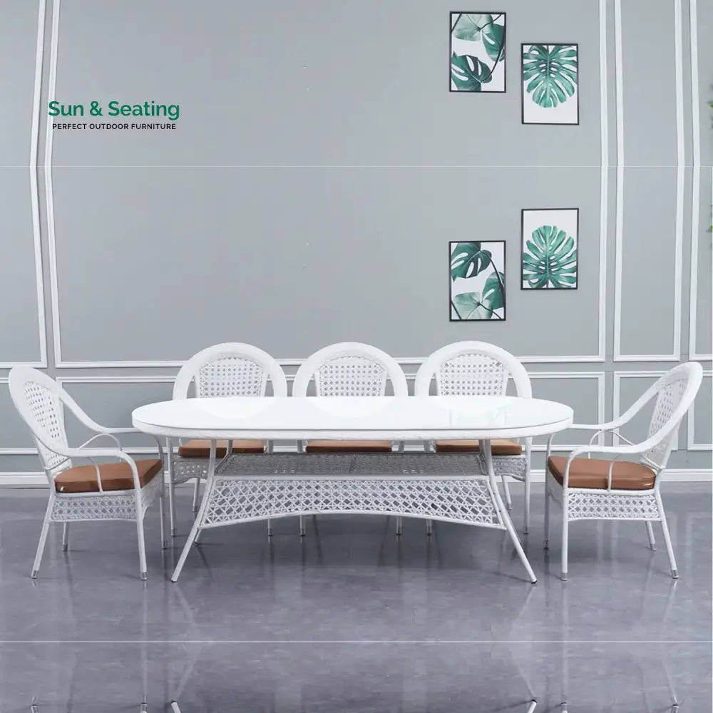Haneen Outdoor All-Weather Resistant Rattan Wicker 7-Piece Dining Set Dining Set
