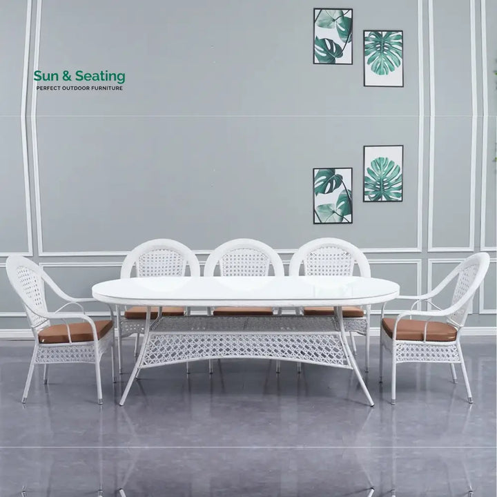 Haneen Outdoor All-Weather Resistant Rattan Wicker 7-Piece Dining Set Dining Set