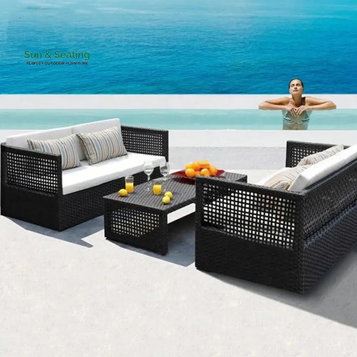 Hannelore Outdoor Rattan Wicker 4-Seater Sofa Set Sofa Set