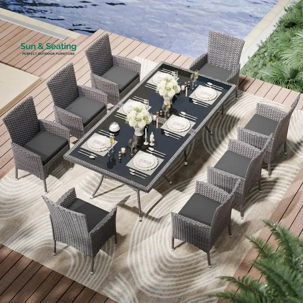 Hansika 10-Piece Outdoor Patio Rattan Dining Set Dining Set