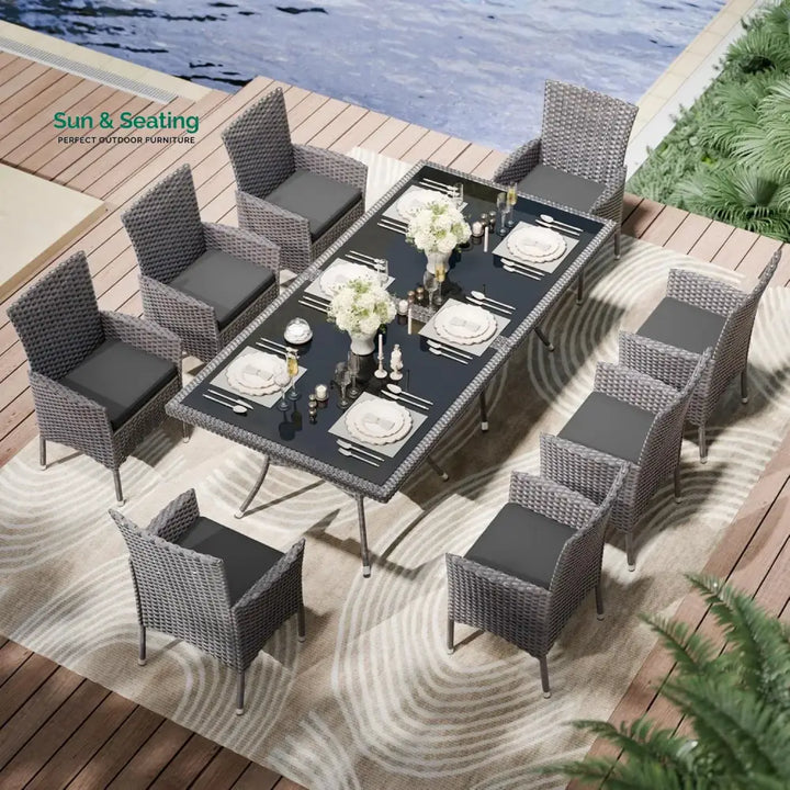 Hansika 10-Piece Outdoor Patio Rattan Dining Set Dining Set