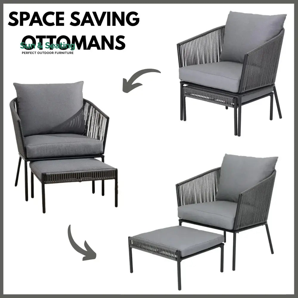 Harini Outdoor 5 Piece Rope Patio Sofa Set (Grey) Patio Sofa Set