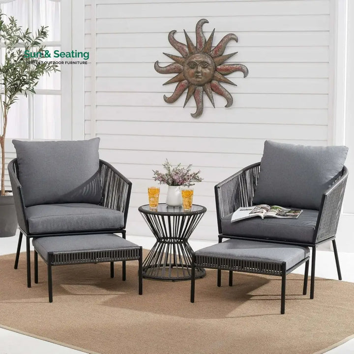 Harini Outdoor 5 Piece Rope Patio Sofa Set (Grey) Patio Sofa Set