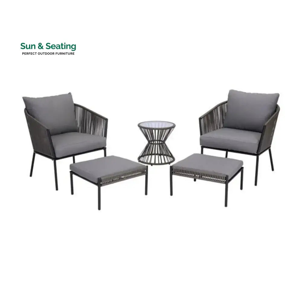 Harini Outdoor 5 Piece Rope Patio Sofa Set (Grey) Patio Sofa Set