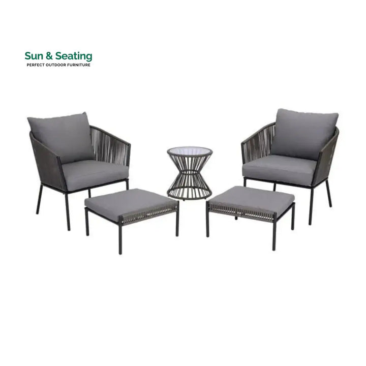 Harini Outdoor 5 Piece Rope Patio Sofa Set (Grey) Patio Sofa Set