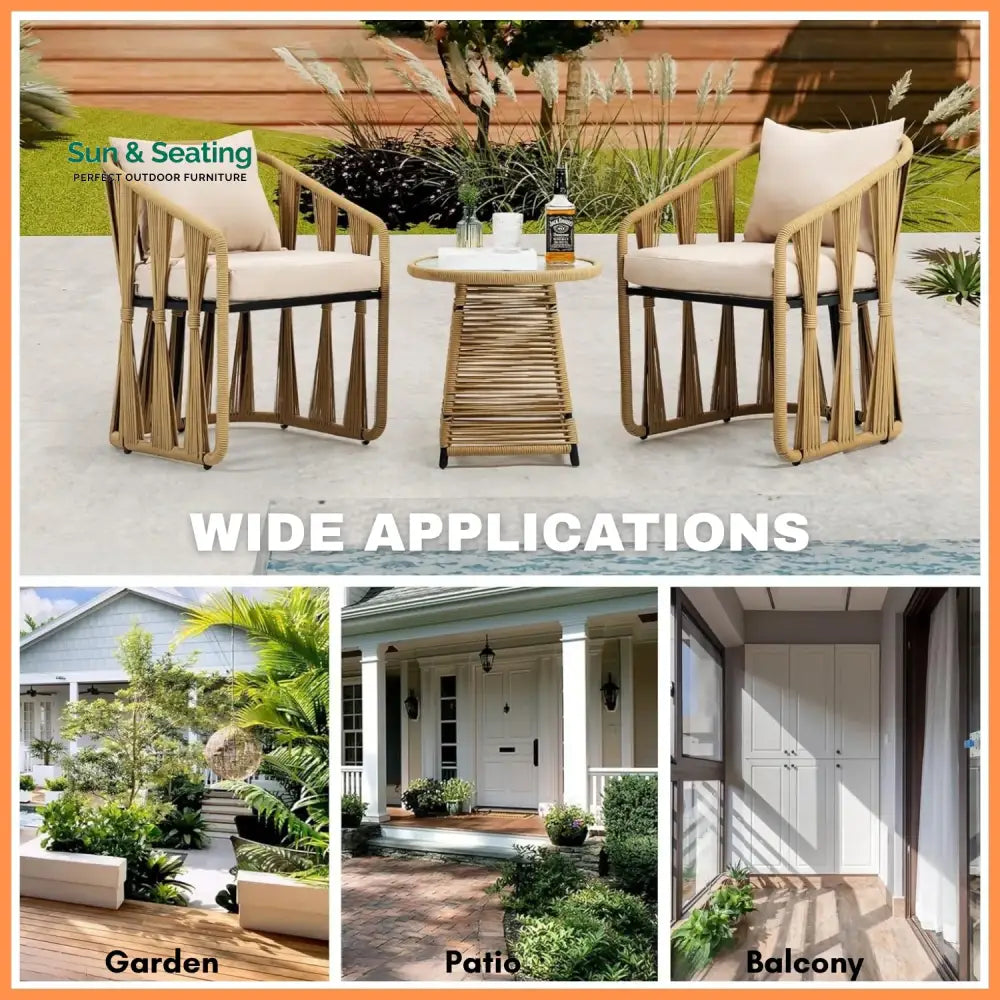 Harlow Outdoor Rope 3-Piece Patio Set Patio Set