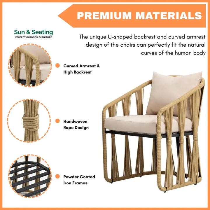 Harlow Outdoor Rope 3-Piece Patio Set Patio Set