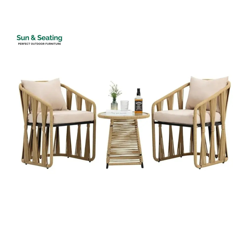 Harlow Outdoor Rope 3-Piece Patio Set Patio Set