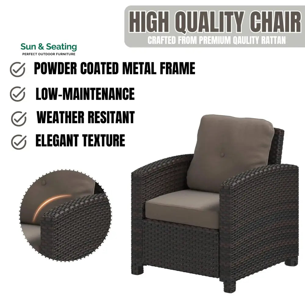 Harper 1-Piece Outdoor Wicker Single Seater Sofa Sofa Set