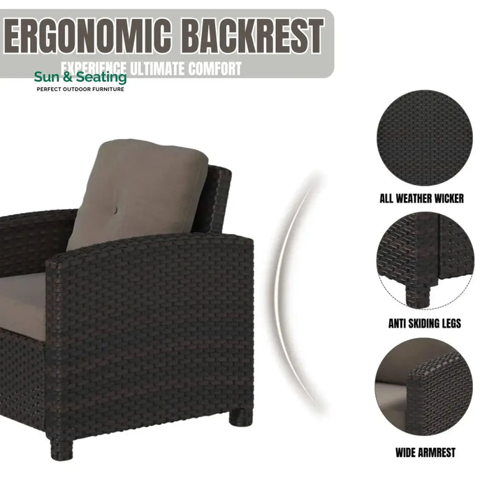 Harper 1-Piece Outdoor Wicker Single Seater Sofa Sofa Set