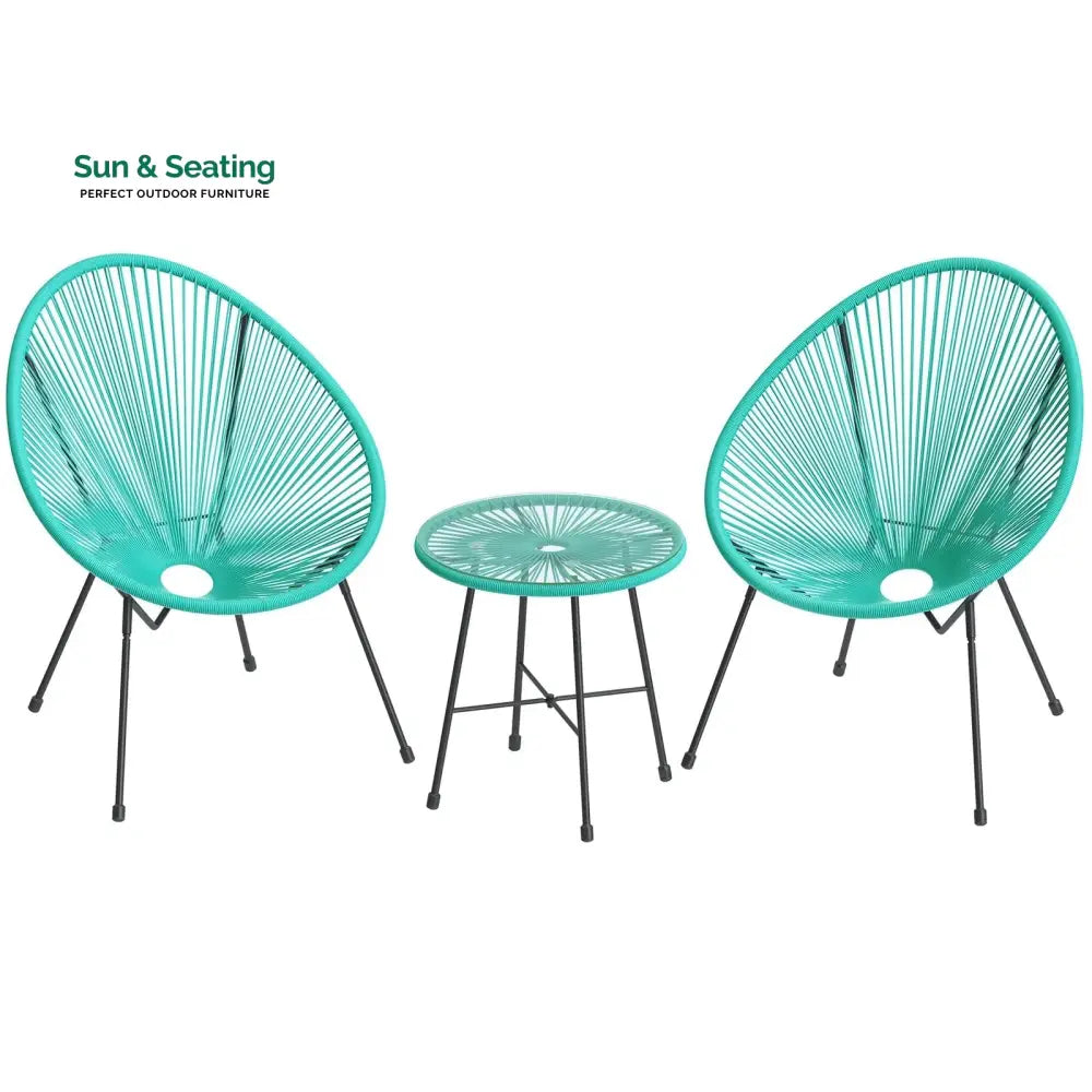 Harvest Outdoor Patio Seating Set 2 Chairs and 1 Table Set (Aqua Green) Coffee Table Sets