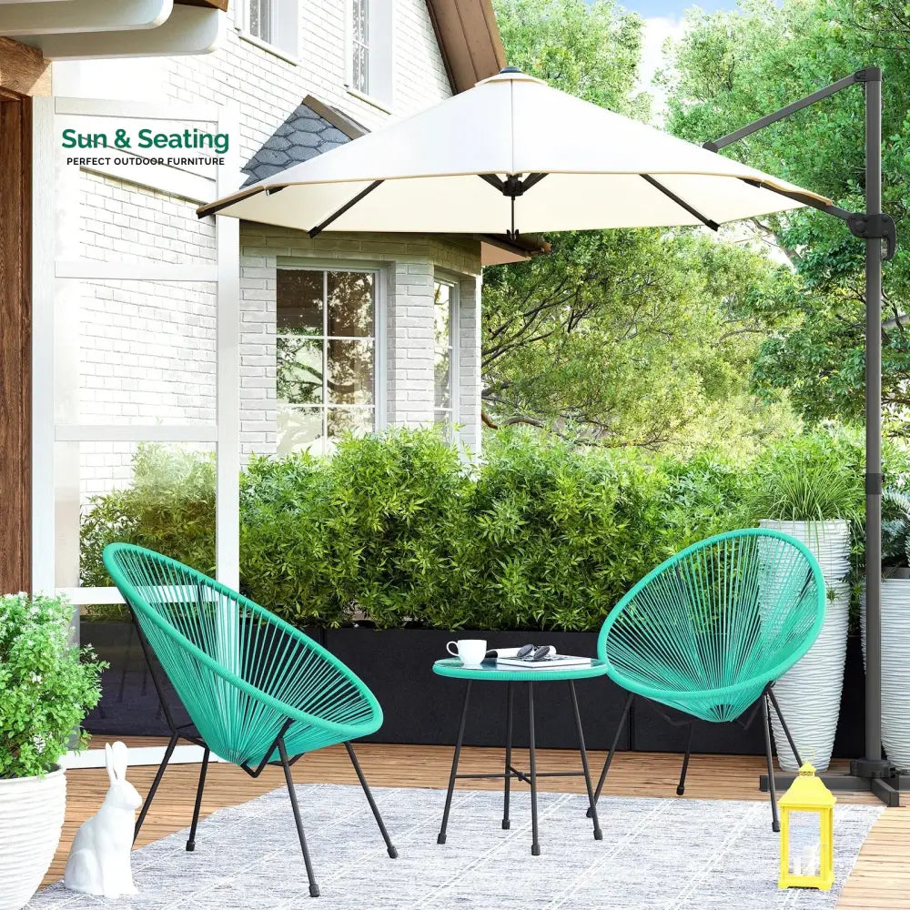 Harvest Outdoor Patio Seating Set 2 Chairs and 1 Table Set (Aqua Green) Coffee Table Sets