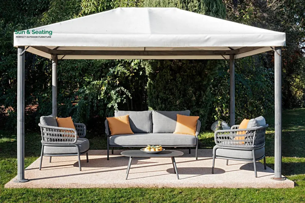Hauwa Outdoor Garden Balcony Sofa Set 2 Seater 2 Single Seater 1 Center Table Set Braid &amp; Rope (Dark Grey) Sofa Sets