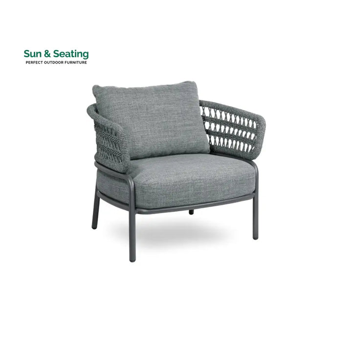 Hauwa Outdoor Garden Balcony Sofa Set 2 Seater 2 Single Seater 1 Center Table Set Braid &amp; Rope (Dark Grey) Sofa Sets
