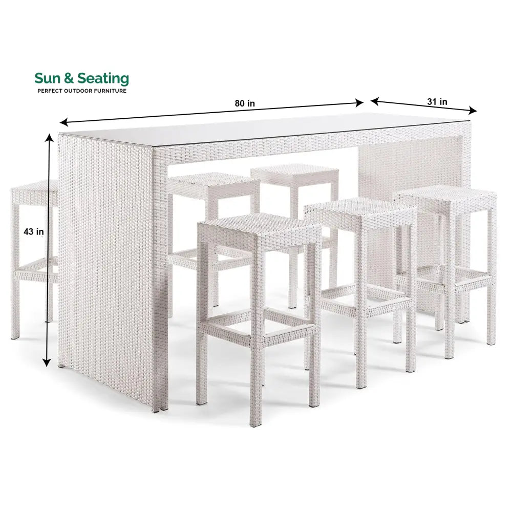 Haven Outdoor Bar Sets 6 Stools and 1 Table Patio Bar Set (White) Bar Sets