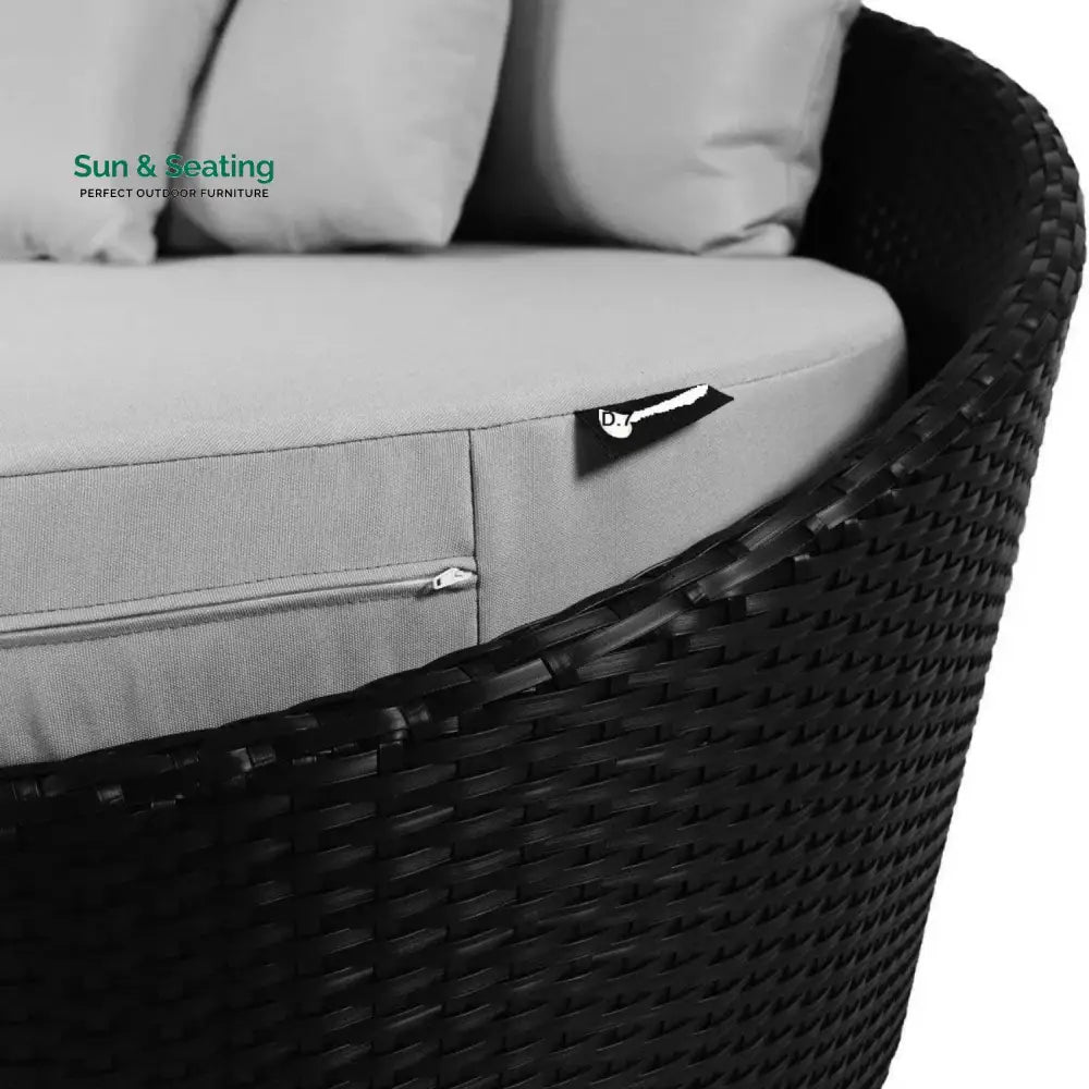 Helene Outdoor Rattan Wicker Daybed with Glass Top Table Daybed