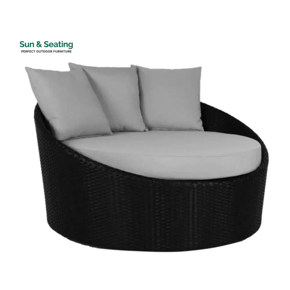 Helene Outdoor Rattan Wicker Daybed with Glass Top Table Daybed