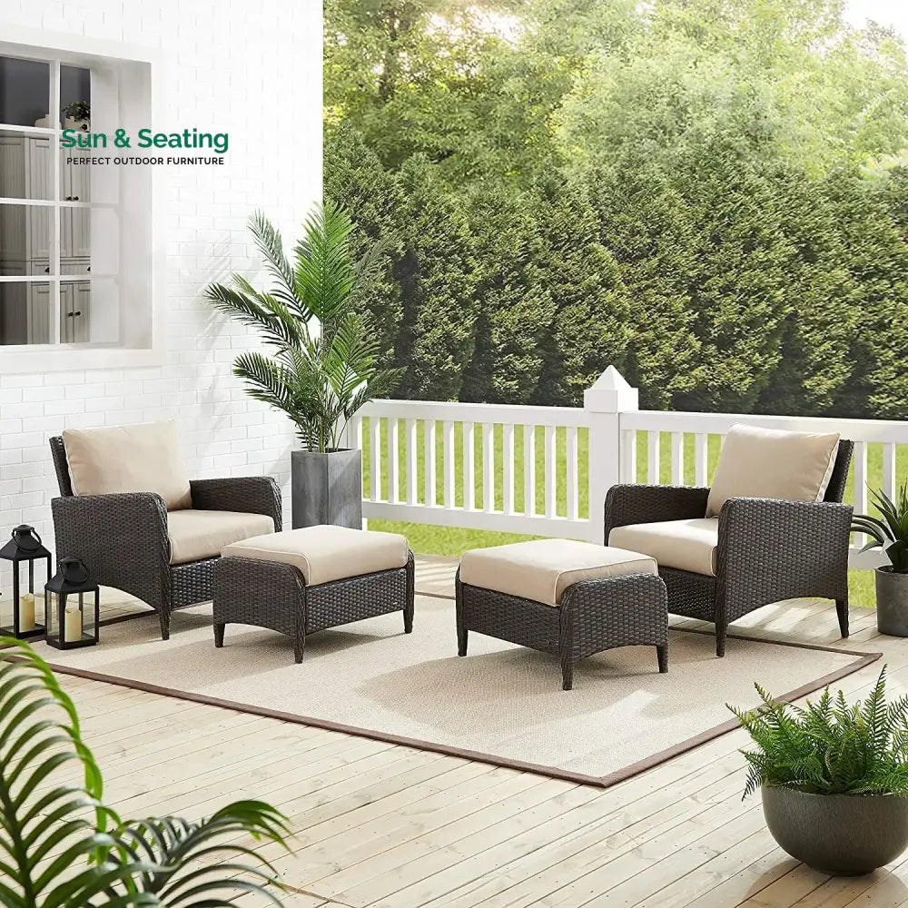 Hemangini Outdoor 4 Piece Patio Wicker Furniture Set Patio Sofa Set