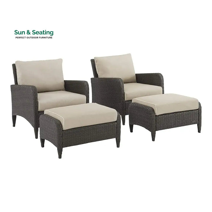 Hemangini Outdoor 4 Piece Patio Wicker Furniture Set Patio Sofa Set