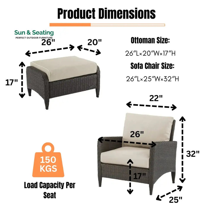 Hemangini Outdoor 4 Piece Patio Wicker Furniture Set Patio Sofa Set
