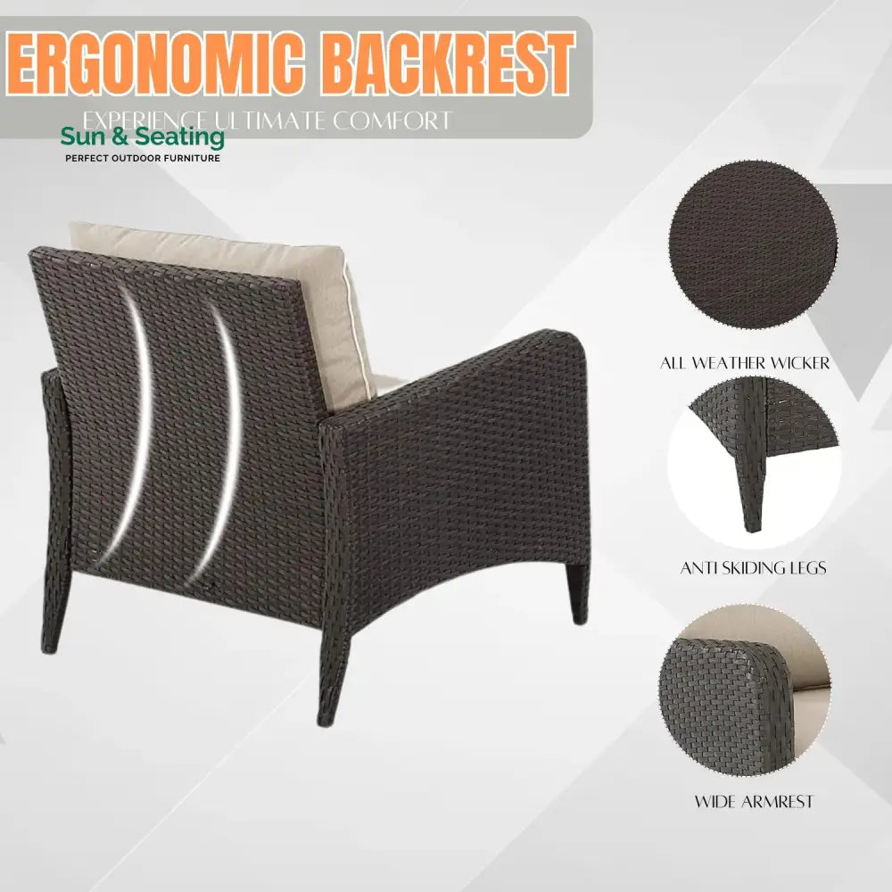 Hemangini Outdoor 4 Piece Patio Wicker Furniture Set Patio Sofa Set