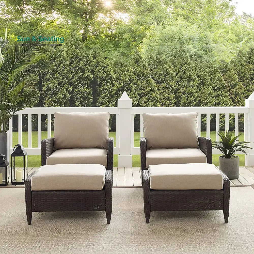 Hemangini Outdoor 4 Piece Patio Wicker Furniture Set Patio Sofa Set