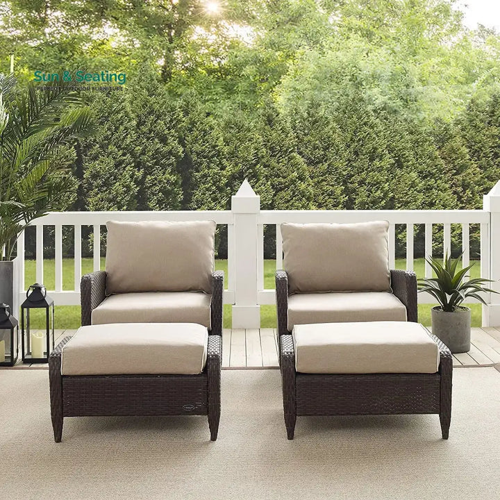 Hemangini Outdoor 4 Piece Patio Wicker Furniture Set Patio Sofa Set