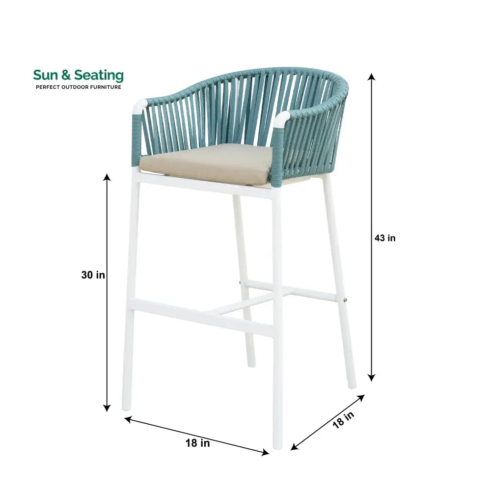 Hency Outdoor Patio Bar Chair 1 Chair for Balconey (Sky Blue) Braided &amp; Rope Bar Sets