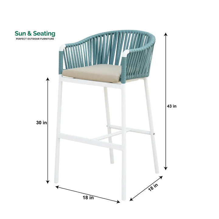 Hency Outdoor Patio Bar Chair 1 Chair for Balconey (Sky Blue) Braided &amp; Rope Bar Sets