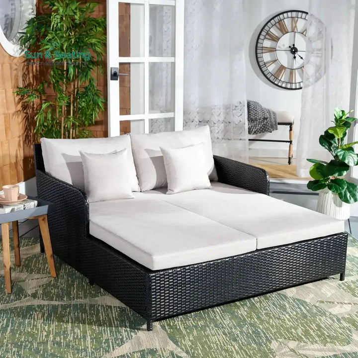Heper Outdoor Poolside Sunbed With Cushion Daybed Sunbed